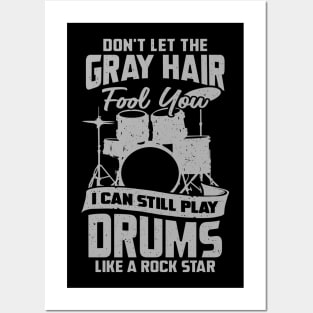 Old Man Grandpa Drums Drummer Gift Posters and Art